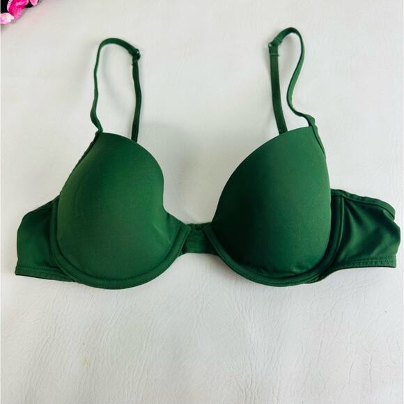 PINK Victoria's Womens T-Shirt Bra Nylon Blend Green Underwire Padded Sz 34B - Picture 1 of 10